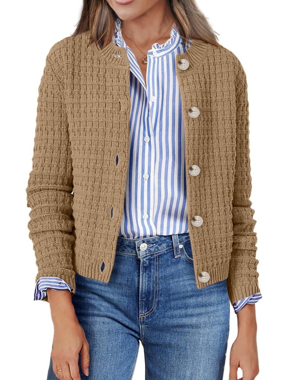 Women's 2026 Fall Cardigan Sweaters Long Sleeve Knit Cropped Jackets